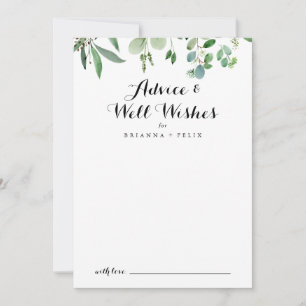 Green Eucalyptus Botanical Wedding Well Wishes Advice Card
