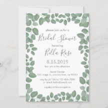 Green Eucalyptus Bridal Shower Invite