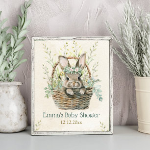 Green Eucalyptus Bunny Baby Shower Poster