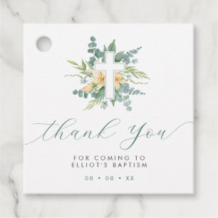 Green Eucalyptus Cross Thank You Favour Tags