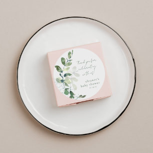 Green Eucalyptus Custom Baby Shower Thank You Classic Round Sticker