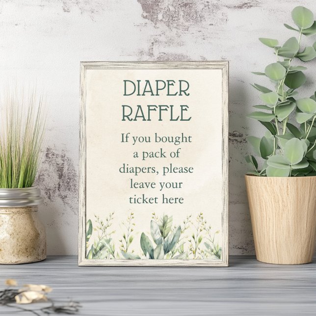 Green Eucalyptus Diaper Raffle Baby Shower  Poster (Creator Uploaded)