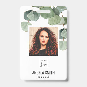 GREEN EUCALYPTUS EMPLOYEE PHOTO BARCODE NAME ID BADGE