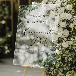 Green Eucalyptus Engagement Party Welcome Acrylic Sign