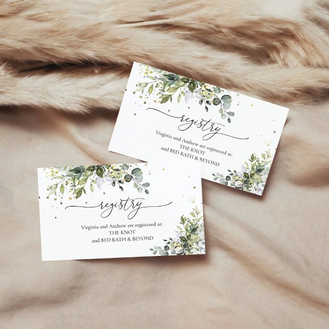 Green Eucalyptus Floral Bridal Shower Registry Enclosure Card (Creator Uploaded)