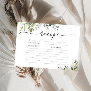 Green Eucalyptus Floral Large Recipe Card