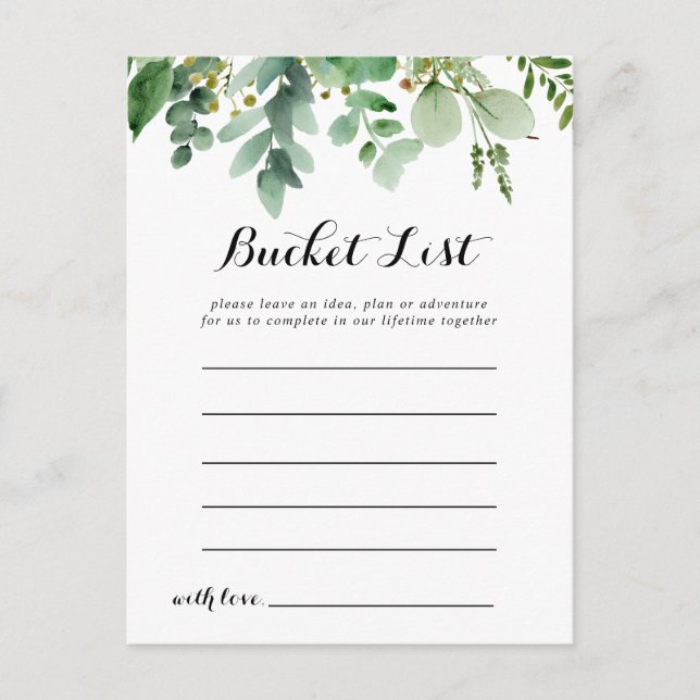 Green Eucalyptus Foliage Bucket List Cards (Front)