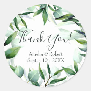 Green Eucalyptus Foliage Classic Round Sticker