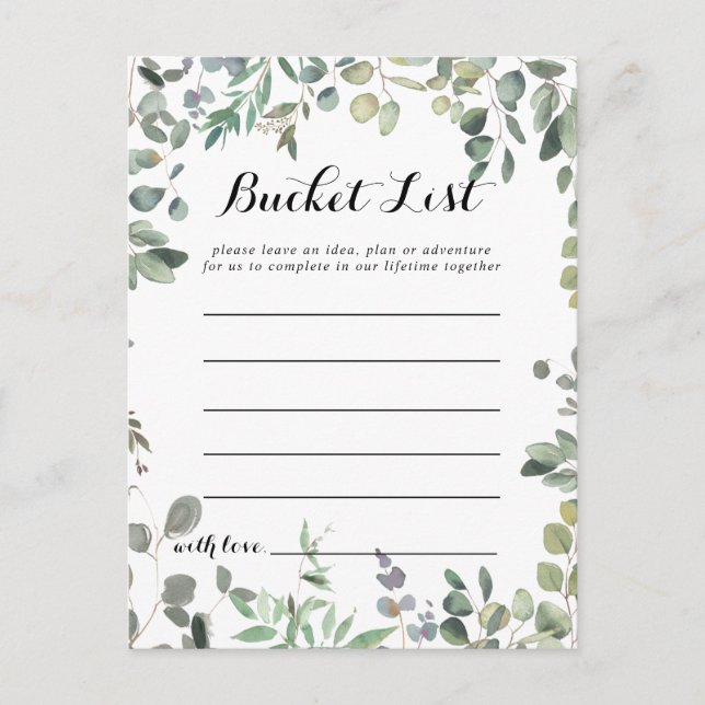 Green Eucalyptus Foliage Delight Bucket List Cards (Front)