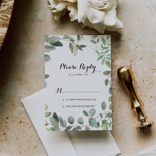 Green Eucalyptus Foliage Delight Calligraphy RSVP