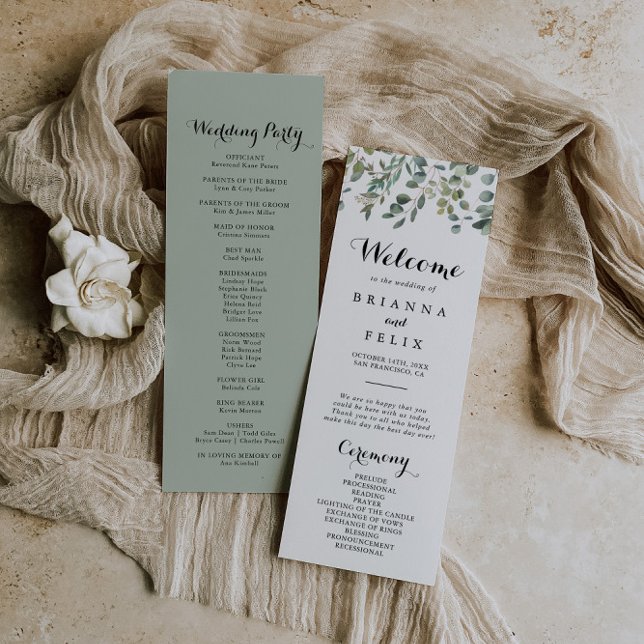 Green Eucalyptus Foliage Delight Wedding Program (Creator Uploaded)