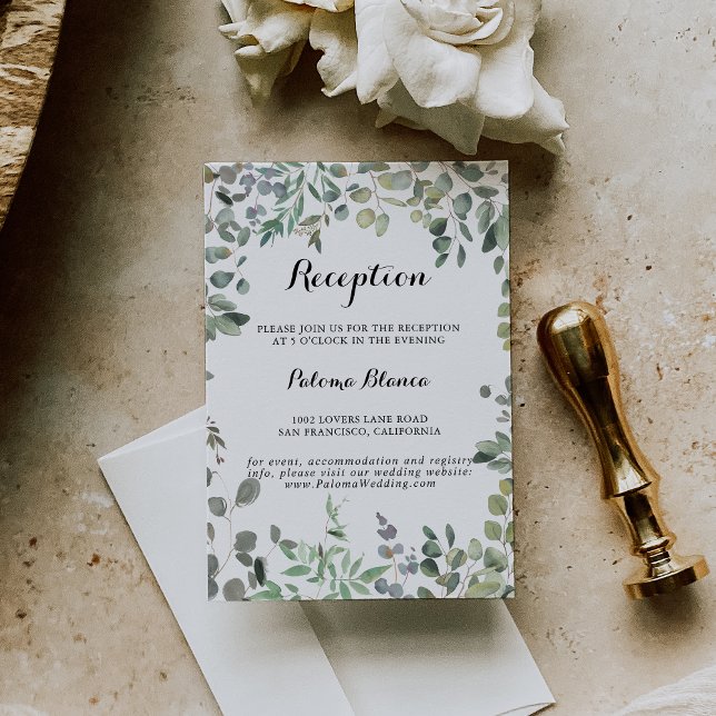 Green Eucalyptus Foliage Delight Wedding Reception Enclosure Card (Creator Uploaded)