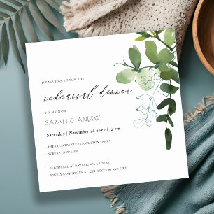 Green Eucalyptus Foliage Rehearsal Dinner Card
