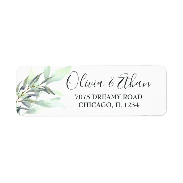 Green Eucalyptus Foliage Return Address Label (Front)