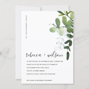 GREEN EUCALYPTUS FOLIAGE WE TIED THE KNOT INVITE