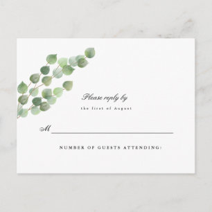 Green Eucalyptus Foliage Wedding Reply Postcard