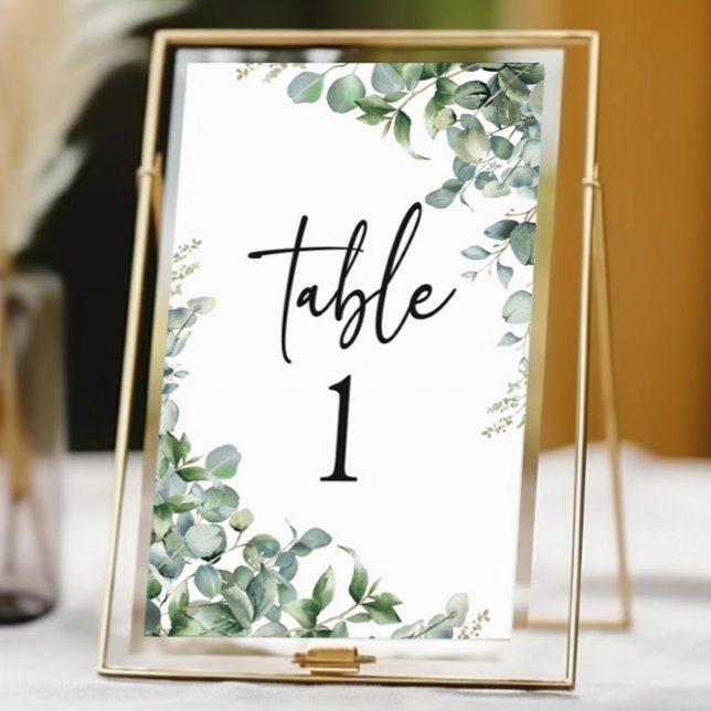 Green Eucalyptus Garden Botanical Wedding Table Number (Creator Uploaded)