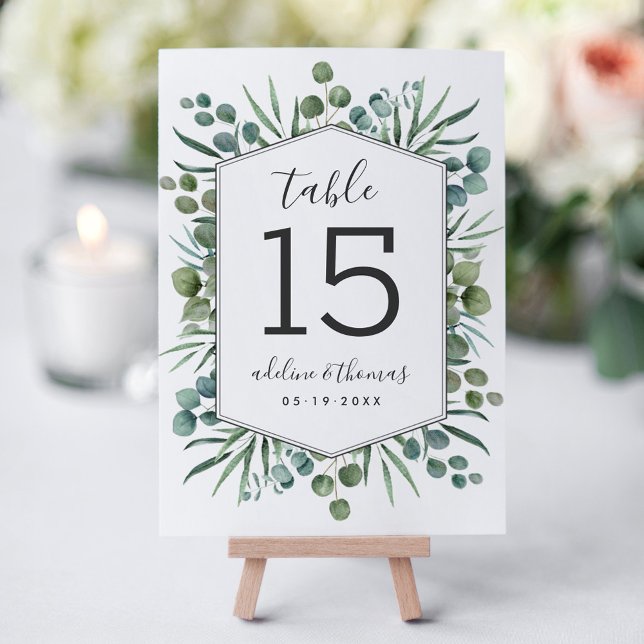 Green Eucalyptus Geometric Table Number Card (Creator Uploaded)