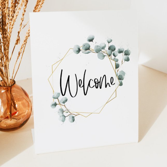Green Eucalyptus Gold Frame Mini Welcome Sign (Creator Uploaded)