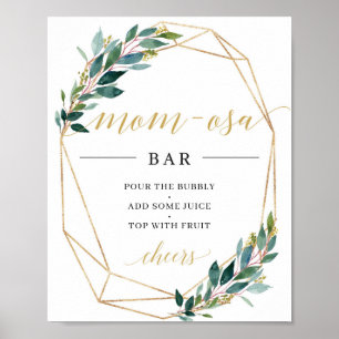 Green eucalyptus gold geometric mum-osa bar sign