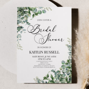 Green Eucalyptus Greenery Botanical Bridal Shower Invitation
