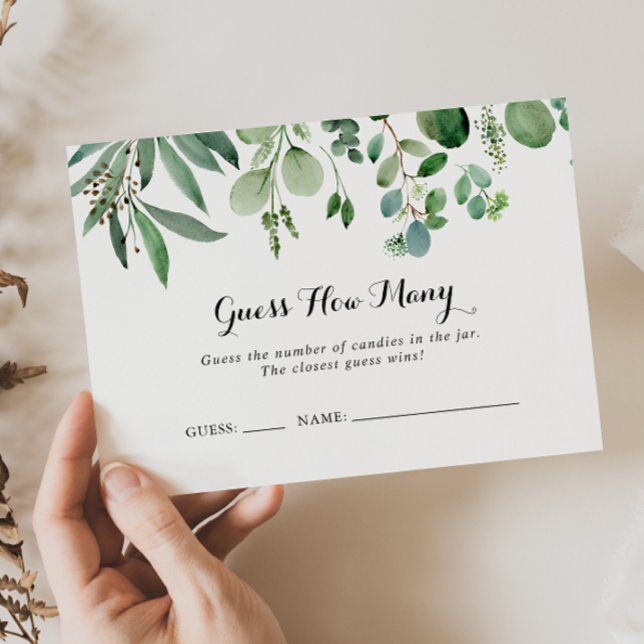 Green Eucalyptus Guess How Many Game Card (Creator Uploaded)