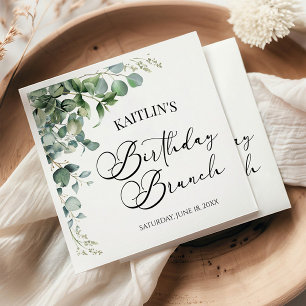 Green Eucalyptus Leaves Botanical Birthday Brunch Napkin