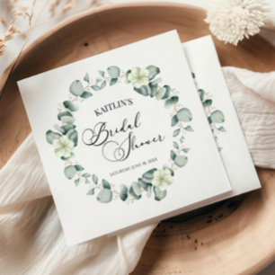 Green Eucalyptus Leaves Botanical Bridal Shower Napkin