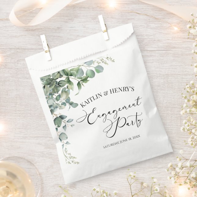 Green Eucalyptus Leaves Botanical Engagement Party Favour Bag (Clipped)