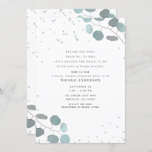 Green Eucalyptus Leaves Bridal Shower Invitation