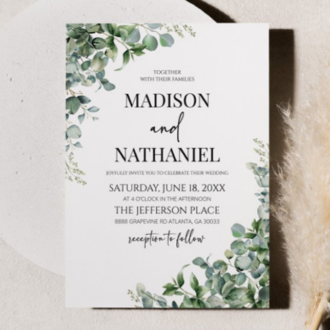 Green Eucalyptus Leaves Greenery Botanical Wedding Invitation (Creator Uploaded)