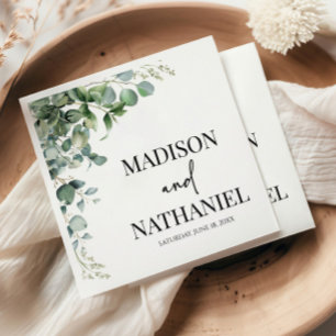 Green Eucalyptus Leaves Greenery Botanical Wedding Napkin