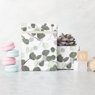 Green Eucalyptus Leaves Illustration Nature Wrapping Paper