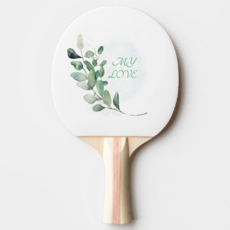 Green Eucalyptus Leaves Ping Pong Paddle