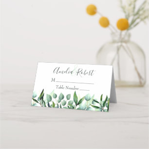Green Eucalyptus Leaves Place Card