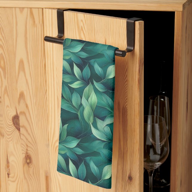 Green Eucalyptus Leaves Tea Towel (Thirds Fold)