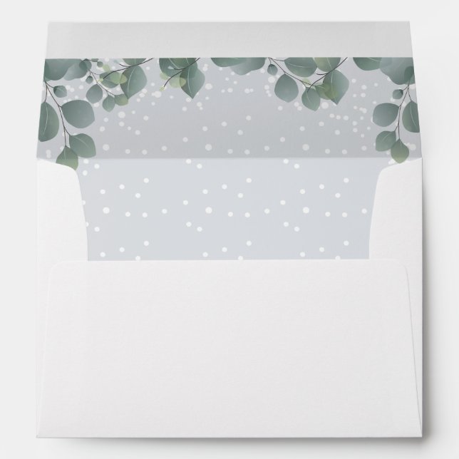 Green Eucalyptus Modern Floral Inside Pattern Pure Envelope (Back (Bottom))