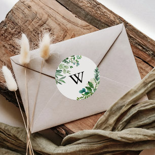Green Eucalyptus Monogram Wedding Envelope Seals