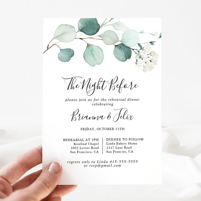 Green Eucalyptus Night Before Rehearsal Dinner Invitation (Creator Uploaded)