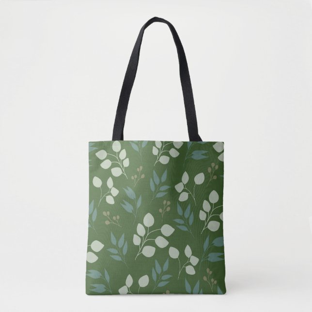 Green eucalyptus pattern tote bag (Front)