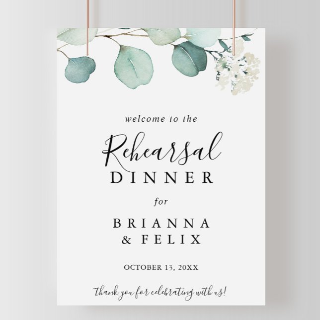 Green Eucalyptus Rehearsal Dinner Welcome Sign (Creator Uploaded)
