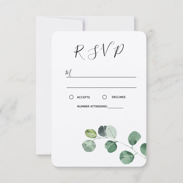 Green Eucalyptus RSVP card (Front)