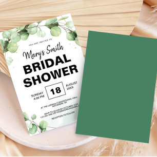 Green Eucalyptus Rustic Boho Elegant Bridal Shower Invitation