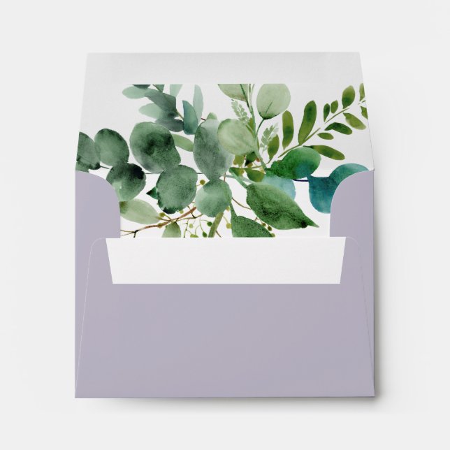 Green Eucalyptus Self-Addressed RSVP Envelope (Back (Bottom))