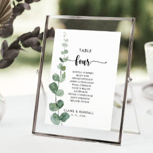 Green Eucalyptus Table Number 4 Seating Chart