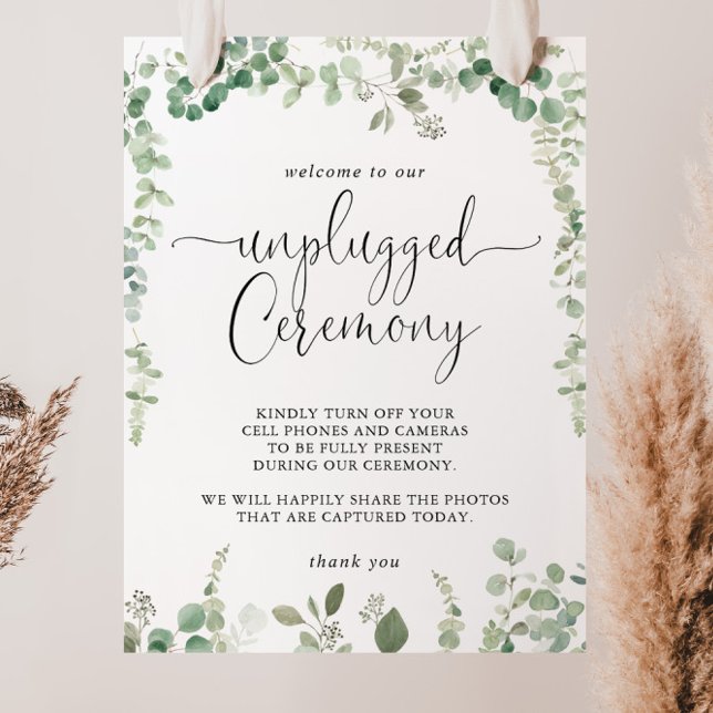 Green Eucalyptus Unplugged Ceremony Script Sign (Creator Uploaded)