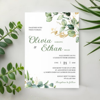 Green Eucalyptus Watercolor Botanical Wedding Invitation