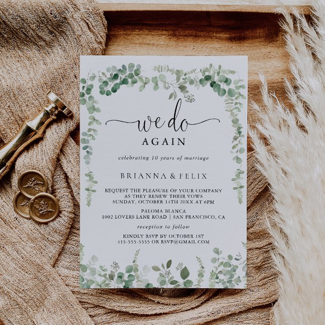 Green Eucalyptus We Do Again Vow Renewal  Invitation (Creator Uploaded)