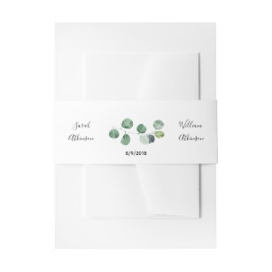 Green Eucalyptus Wedding Band Invitation Belly Band