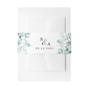 Green Eucalyptus Wedding Invitation Belly Band